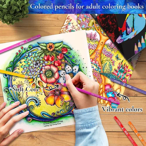 Vista 6 de iBayam 72 lápices de colores para adultos, núcleo suave, ideal para dibujar mezclas, sombreado, suministros de arte, juego de lápices