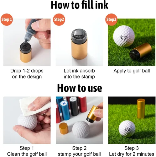 Vista 3 de STAMTECH Sello de pelota de golf personalizado: añade un toque personal a tu juego de golf con sello de pelota de golf reutilizable personalizado