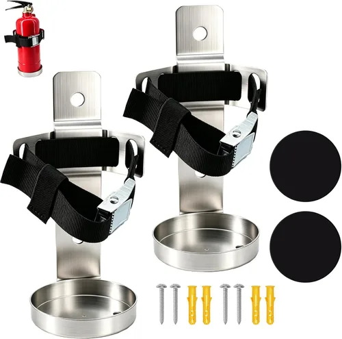 Vista 6 de Soporte para extintor de incendios, soporte de metal, acero inoxidable de 2.5 libras, 1 unidad