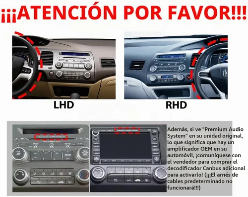 Vista 2 de Para Honda Civic 2006-2011 LHD Quad Core 2G+64G CarPlay Android Navegación Automática Android Estéreo GPS Radio Reverse Cámara Pantalla 10 "IPS 9.8