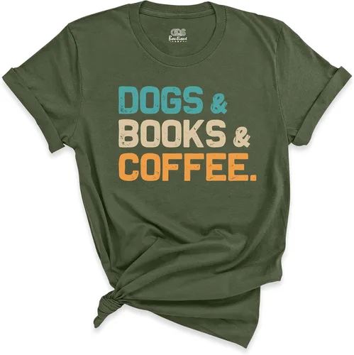 Vista 6 de Camiseta Books Dogs Coffee Beach