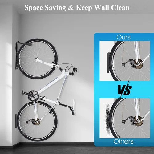 Vista 5 de Soporte de pared para bicicleta de garaje, ganchos para colgar bicicletas, sistema de almacenamiento vertical resistente para bicicletas