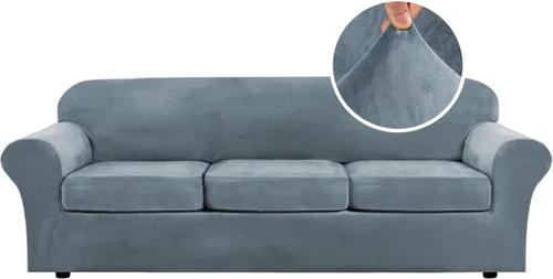 Vista 26 de H.VERSAILTEX - Funda elástica para sofá de 2 piezas, funda protectora de terciopelo, suave, con parte inferior elástica, con un ancho de hasta 49