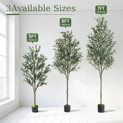 Vista 5 de Alupssuc Árbol de olivo sintético de 6 pies con frutas realistas y hojas