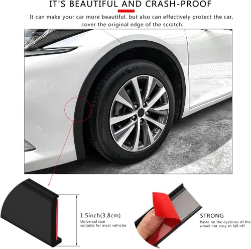 Vista 4 de Protector de Ceja de Rueda de Coche Tira de Labios de Arco de Moldura Ensanchador de Guardabarros Protector Universal de Goma Protector de Ceja