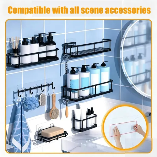 Vista 4 de Shower Shelves Adhesive Replacement 4 Pieces Organizer Glue Pads