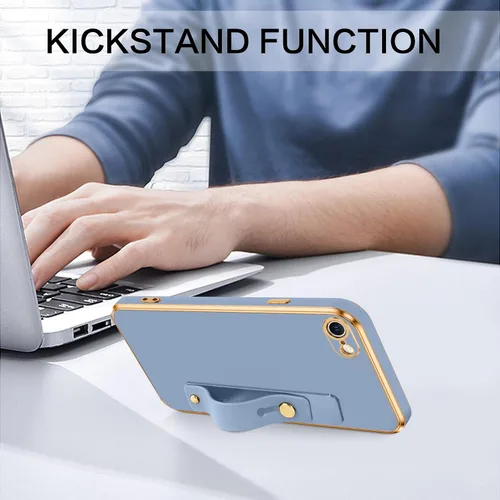 Vista 5 de VENINGO Funda para iPhone SE, iPhone 7/8, TPU suave y delgada con pulsera ajustable, resistente a los arañazos y a prueba de golpes, funda