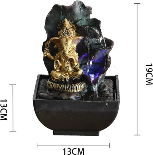 Vista 6 de Gralara Ganesha - Estatua de mesa, fuente de mesa, escultura de elefante, figuras de elefante hechas a mano para bar, cafetería, acento decorativo