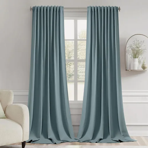Vista 42 de MIULEE Cortinas opacas con pestaña trasera de 63 pulgadas de largo, juego de 2 paneles para sala de estar, dormitorio, privacidad, bolsillo