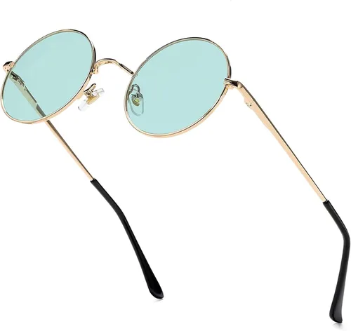 Vista 10 de Gafas de sol polarizadas redondas pequeñas para mujeres y hombres, gafas de negro/gris