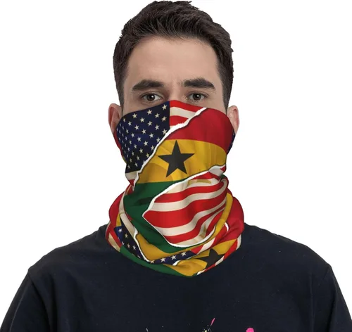 Vista 3 de Neck Gaiter Ghana Ghanaian American Flag USA Friendship Face Cover Scarf Uv Sun Protection Balaclava Head Mask for Men Women Fishing Mask Hiking