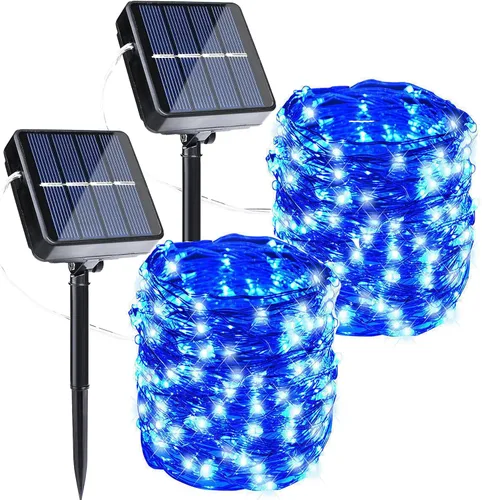 Vista 14 de Joomer - Tira de luces solares de hadas, paquete de 2, total 80 pies, 240 LED, luces de cuerda solar para exteriores, impermeables, 8 modos