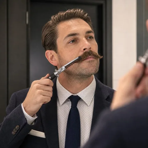 Vista 8 de Switchblade - Peine plegable de bolsillo de 9 pulgadas, peine de acero inoxidable para barba para hombres, peines de bigote de dientes finos
