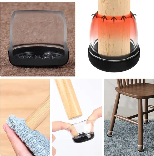 Vista 7 de Deslizadores de silla para suelos alfombrados, 16 piezas deslizantes redondos para muebles, protectores de patas de silla para alfombra, hacen que