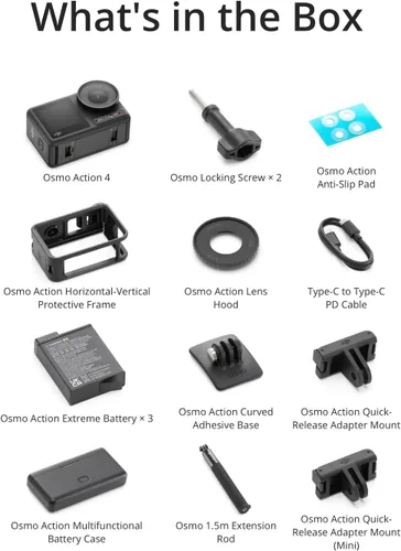 Vista 8 de DJI Osmo Action 4 Adventure Combo, cámara de acción impermeable 4K/120fps con sensor de 1/1.3 pulgadas, rendimiento de color de 10 bits y D-Log M