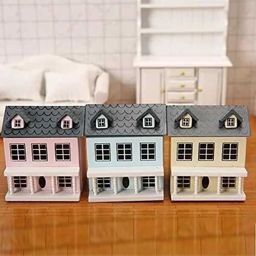 Vista 7 de Cutemini Cabaña en miniatura para casa de muñecas, accesorios para decoración de escritorio de 3 piezas