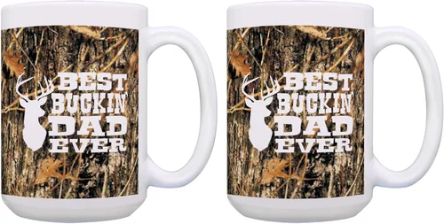 Vista 8 de ThisWear Hunting Camo Best Buckin' Dad Ever Gift Taza de café de cerámica de 11 oz con asa
