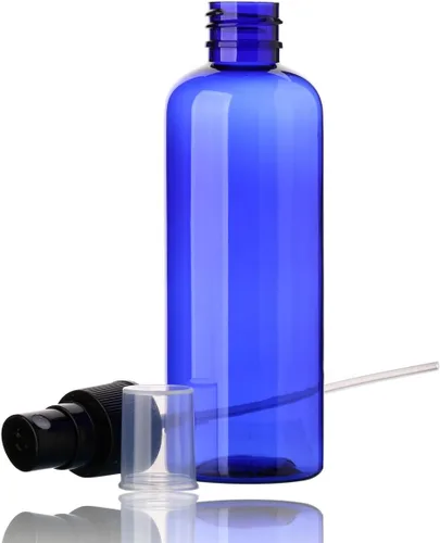 Vista 3 de SINIDE Botellas de spray vacías de 3.4 fl oz/3.4 onzas, juego de mini botellas de viaje de plástico azul de niebla fina, contenedores portátiles