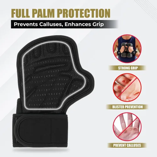 Vista 3 de Guantes de levantamiento de peso acolchados de neopreno Glaring Way para hombres y mujeres - Guantes de entrenamiento ventilados para atletas