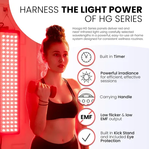 Vista 9 de Terapia de luz roja por Hooga, 660nm 850nm, terapia de luz LED cercana al infrarrojo. Alta potencia, baja salida de FEM. para energía, alivio
