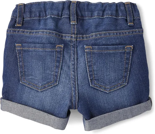 Vista 2 de The Children's Place baby girls Roll Cuff Denim Shortie Shorts