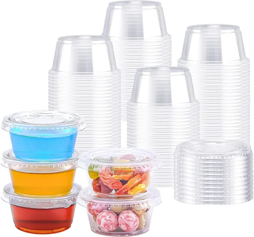 Vista 12 de BYSNOW 360 juegos de vasos de gelatina de plástico de 4 onzas con tapas
