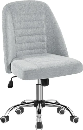 Vista 13 de Yaheetech - Silla de escritorio de piel sintética negra sin brazos, giratoria ajustable