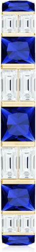 Vista 17 de Certified Lab Grown Blue Sapphire Eternity Band, AAAA Quality, Sapphire Moissanite Anniversary Ring - Ready To Gift