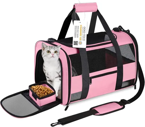 Vista 10 de Transportín para Gatos Transportín para Mascotas Aprobado por Aerolíneas para Perros Pequeños Gatos Cachorros Plegable de Lados Suaves Bolsa de Negro
