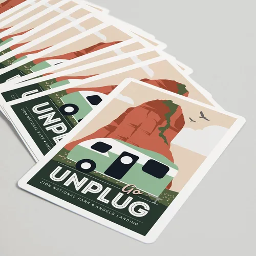 Vista 5 de Lantern Press Angels Landing, Zion National Park, Utah, Go Unplug, Retro Camper, 52 Playing Cards for Adults, Poker Size Card Deck