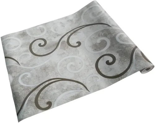 Vista 8 de Rollo de papel tapiz de 14.7 pies, color marrón y blanco, para decoración de pared, papel de vinilo autoadhesivo para cajones, estantes y encimeras