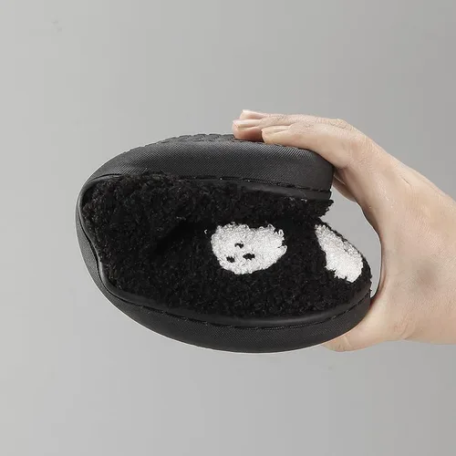 Vista 4 de Pantuflas de Halloween con diseño de calabaza para mujer, de felpa suave, bonitas, esponjosas, antideslizantes, para interiores y exteriores