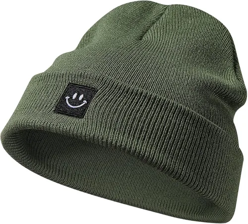 Vista 4 de 2Pack Baby Beanie Knit Toddler Hat for Girls Boys 0-8 Years Paquete de 2 Amy Verde/Gris Claro