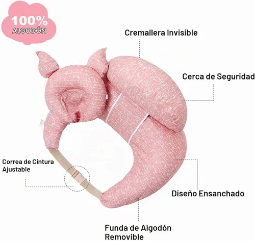 Vista 7 de Almohada de lactancia para lactancia materna, almohadas de lactancia para más apoyo para mamá y bebé, con correa ajustable para la cintura