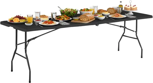 Vista 18 de PayLessHere Mesa plegable de 4 pies Mesa portátil de plástico con asa de transporte Diseño de mesa impermeable y plegable Estructura de Negro