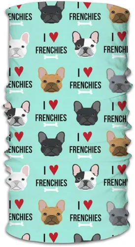Vista 2 de Bandana de cubierta de cara para cachorros de Bulldog francés, para hombres y mujeres, multifuncional, bufanda, pasamontañas