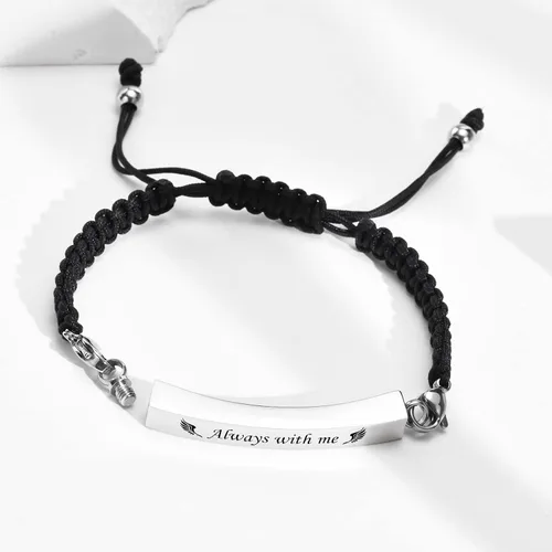 Vista 3 de MPRAINBOW Pulsera Ajustable de Urna Memorial de Cremación, Pulsera de Urna Trenzada de Cremación de Acero Inoxidable Artificial, Pulsera de Urna