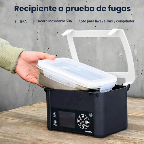 Vista 8 de LunchEAZE Pro Lonchera Calentable Sin Cable – Con Batería, Capacidad de 4 Tazas, Máx. 220°F, Calefacción Programada Automática, Incluye Bolsa