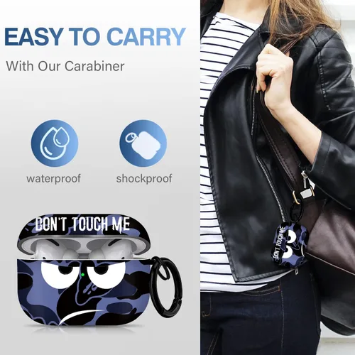 Vista 5 de Funda para Airpods Pro de 2ª Generación Caso 2022, Don't Touch Me para Airpods Pro 2 Funda con Llavero/Cordón Funda Suave Bonita Resistente a Golpes