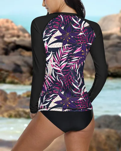 Vista 7 de BesserBay Camiseta de natación de manga larga con protección solar UV para mujer