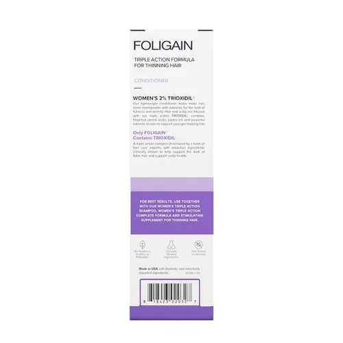 Vista 2 de Foligain Acondicionador de triple acción para adelgazar el cabello, acondicionador voluminizador para mujeres, 8 onzas líquidas.