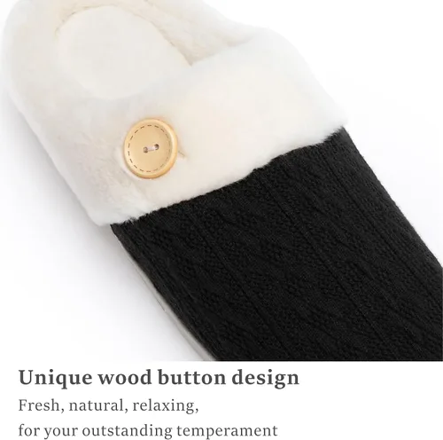 Vista 4 de Chantomoo Pantuflas para Mujer Cálidas y Cómodas con Espuma Viscoelástica Pantuflas de Casa Zapatos de Punto con Forro de Piel Sintética Suela