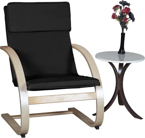 Vista 5 de Niche Mia Bentwood - Mesa auxiliar redonda, color nogal moca, beige