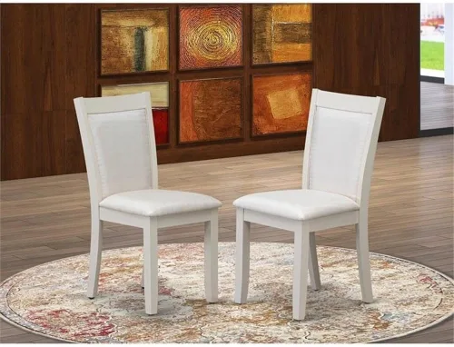 Vista 2 de East West Furniture MZC0T01 Monza Parson - Sillas de comedor tapizadas de tela de lino crema, juego de 2, lino cepillado blanco