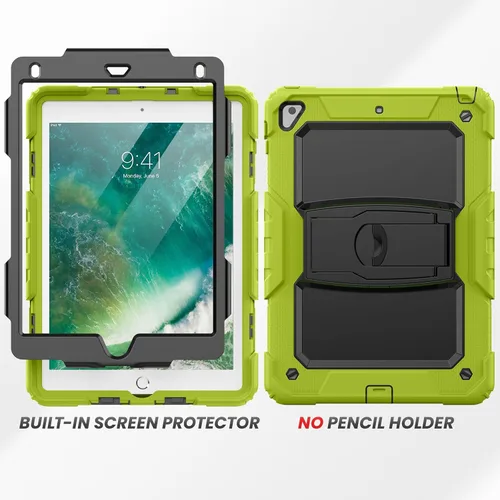 Vista 3 de HXCASEAC Funda a prueba de golpes para iPad de 6ª/5ª generación, Air 2 / Pro de 9.7 pulgadas con protector de pantalla, soporte integrado, duradera