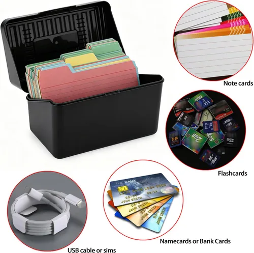 Vista 8 de BTSKY 1 Pack 4 x 6 inch Index Card Box-Index Card Holder Notecard Box Recipe Card Box Plastic Storage Organizer for Filling Index Cards,Note cards
