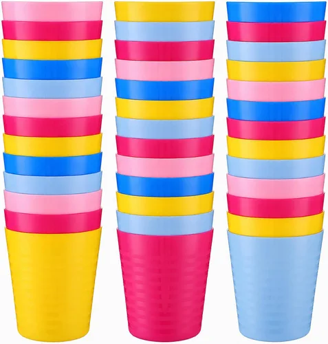Vista 10 de Eccliy 36 vasos de plástico para niños de 8 onzas, color azul Tonos azules