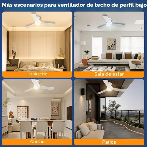 Vista 7 de Ventiladores de techo con luces, ventilador de techo de 42 pulgadas con luz y control remoto, ventiladores de techo de montaje empotrado de perfil