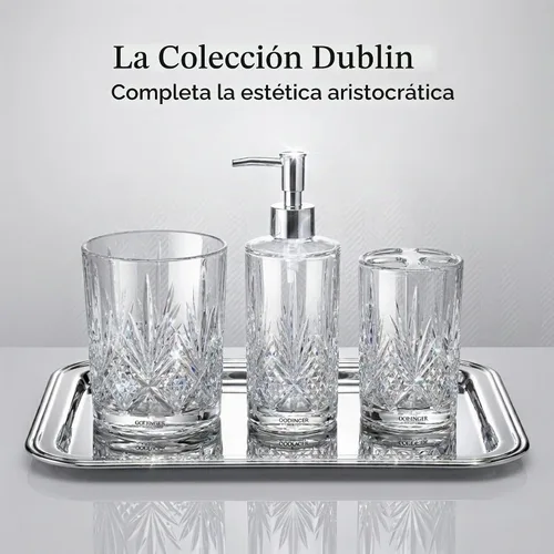 Vista 8 de Godinger Cubo de basura de cristal para baño de Dublín