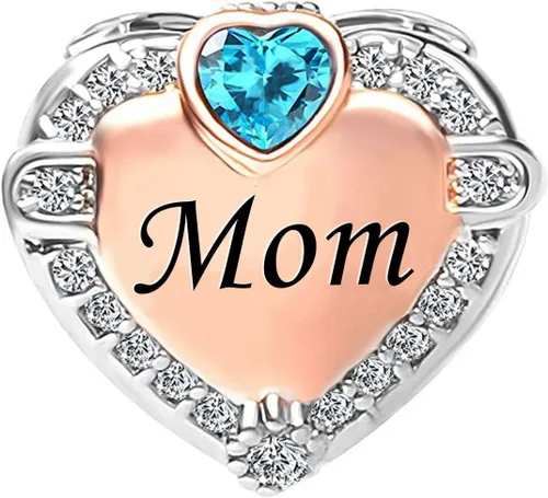 Vista 2 de KunBead Dijes de cuentas de amor con forma de corazón de oro rosa, compatible con pulseras Pandora, joyería de cumpleaños